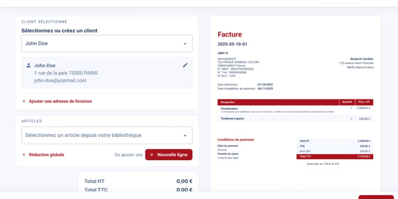 Créer un devis ou une facture électronique conforme avec Abby
