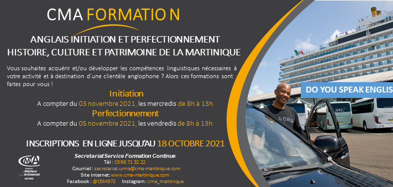 CMA Martinique Formations Anglais Taxi 2021 Novembre 2021 1